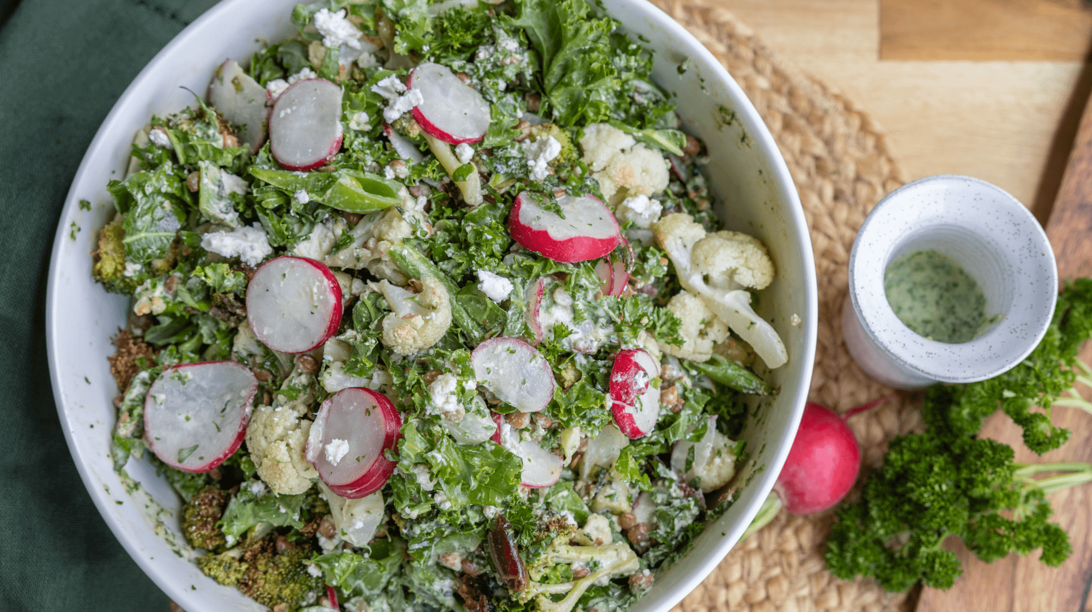 One Tray Broccoli, Cauliflower and Lentil Warm Salad