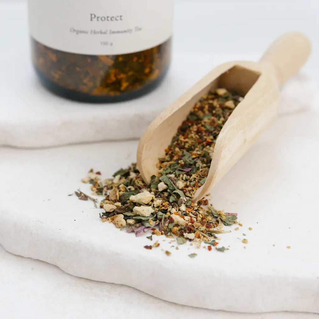 A holistic herbal blend made of 100% certified organic ingredients